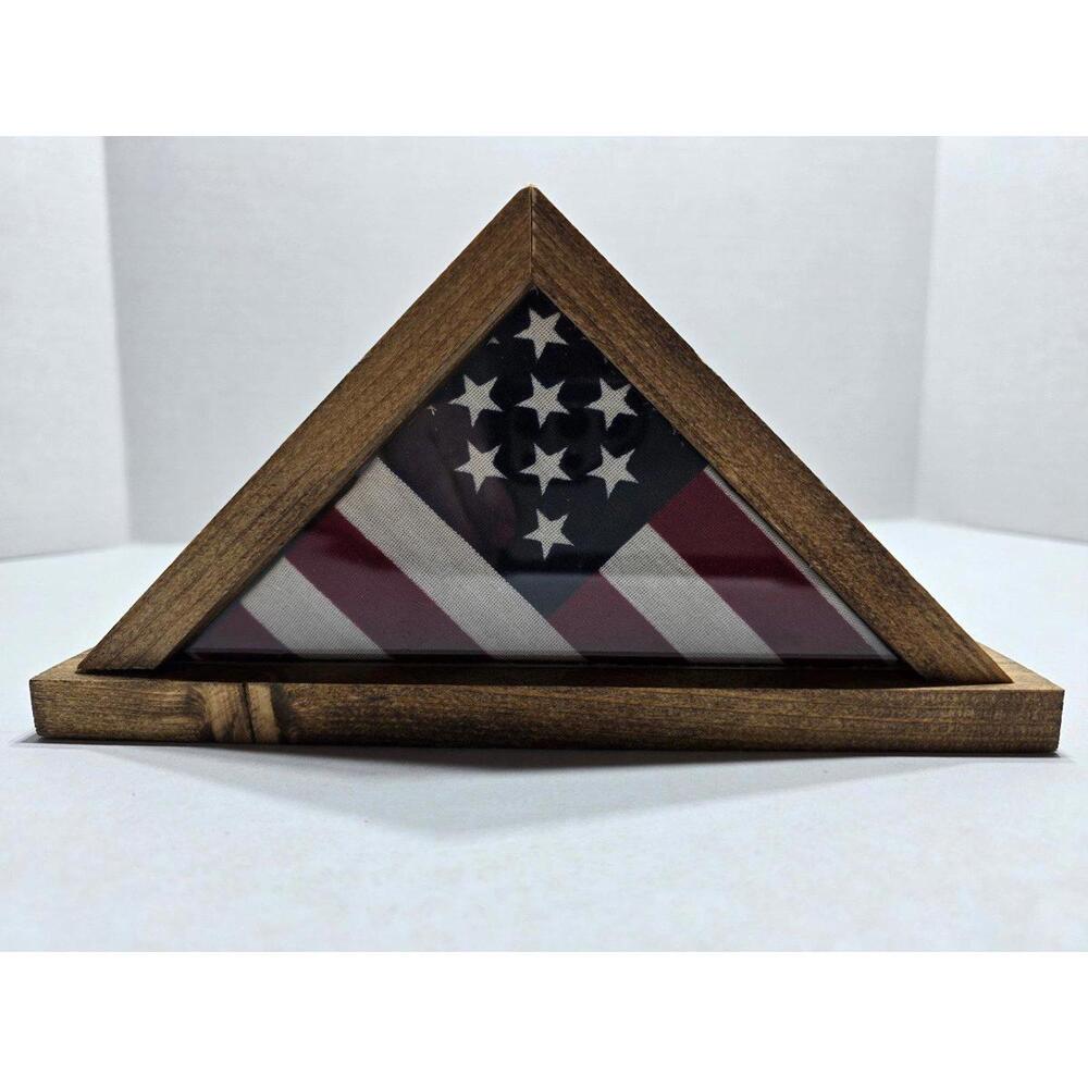 Handmade: Wooden: Mini USA Flag Display Case: 6.25 x 6.25 x 8.5: Rustic Finish